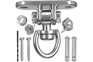 WWFFEN Crochet de Plafond Rotatif à 360° avec roulement Souple - Support en Acier Inoxydable - Hamac Suspendu - Charge maximale : 680 kg - pour Sacs de Yoga, Sacs de Sable, balançoire, Fixation pour