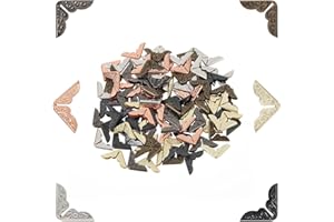 Oruola 120 Stück Bucheckenschutz,6 Farben buchecken metall, Retro buchecken,Metall Eckenschutz Vintage für Scrapbooking Fotoalbum Notizbuch Menüordner Fotoecke Bücher Tagebücher