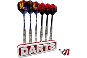 Manio 3DP 6 Slots Darts Stand -Dart Holder -Darts - Custom Colors- New Classic Design - Screws Included for Optional Wall Installation (White/red/White)