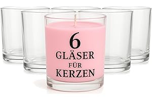 Glasmark KROSNO 1992 Barattoli in Vetro Transparente 6 Pezzi per Fabbricazione Candele Fai Da Te 180 ml