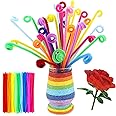 100 PCS Pipecleaners Craft Pipe Cleaners,30cm Long Flexible Rainbow Chenille Cord Curved Plush Pipe Cleaner for Handcrafting and Christmas Tree Project DIY Decorating (10 Colors)