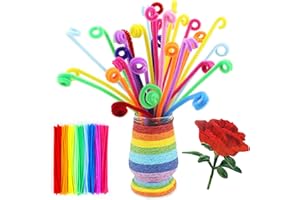 XIAOJING0 100 PCS Pipecleaners Craft Pipe Cleaners,30cm Long Flexible Rainbow Chenille Cord Curved Plush Pipe Cleaner for Handcrafting and Christmas Tree Project DIY Decorating (10 Colors)