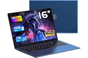 CHIFUYOU Ordinateur Portable 16 Go RAM 1 to SSD Entreprise Pc Portable 16 Pouces N150 3,6 GHz, Win 11 Pro, 1920 x 1200 p, 6000 mAh, Clavier rétroéclairé-Bleu