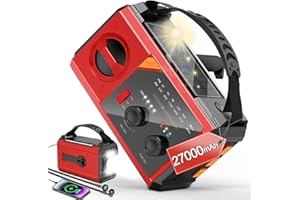 ETDEUH Solar Wind Up Emergency Radio with 27000mAh Power Bank, AM/FM/NOAA Weather Alert, SOS Torch - Portable Survival Kit for Camping & UK Power Cuts (Red)