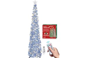 HMASYO Albero di Natale Artificiale a Paillettes 180cm con 100 Luci a LED Timer e Telecomando, Montaggio Istantaneo, Alimentazione USB - Decorazione per Interni Casa, Appartamento, Veranda, Feste