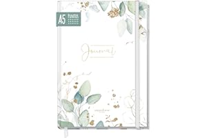 HÄFFT paper&you® Bullet Journal a puntos A5 con banda elástica [pan de oro] 156 páginas | cuaderno punteado, diario | sostenible & climáticamente neutro