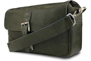 ‎MEGAGEAR MegaGear MG1704 Torres Umhängetasche für Spiegel-, Sofort- und DSLR-Kameras, echtes Leder, Olivgrün