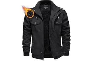 KEFITEVD Chaquetas de Invierno de Vellón para Hombre Chaqueta Militar Gruesa y Cálida Multibolsillos Cortaviento Chaqueta de Trabajo