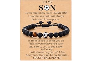 RIXERKOC Bracelet Meinem Sohn von Mama - Baseball Basketball Football Cadeaux Naturstein Sport Armband für Sohn Geburtstag Graduierung Weihnachtsgeschenke