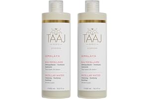 TAAJ | Eau Micellaire - HIMALAYA | Nettoie, Tonifie & Apaise les Peaux Sensibles I Démaquille & Élimine les Impuretés | Tous types de peaux | Vegan & Cruelty Free | Lot de 2 x 500 ml
