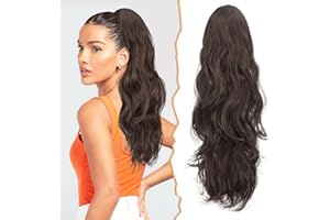 BARSDAR Coleta Postiza Rizada Pelo con Pinza de Garra, 50 cm Largas Cola de Caballo Extensiones Ondulado Ponytail Extension Clip in Postizos de Pelo para Mujeres