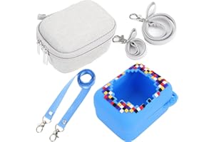BLOOOK Carrying Case Compatible with Bitzee Interactive Toy Digital Pet, Portable Hard Travel Storage Holder Fit Bitzee Digital Pet, Protective Case with Neck Strap (White Case Blue Cover)