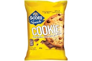 Riso Scotti Cookie Morbido con Gocce di Cioccolato, Snack Dolce Senza Glutine con Farina di Riso, 40g