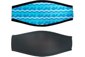 BRTNUP Dive Mask Strap, Neoprene, Classic Style, Turquoise, J Hook, Letter Print