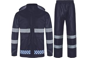 Oralidera Rain Suit Jacket and Trousers Set for Men Outdoor Camping Workwear Waterproof Rain Set 2 Pieces Hooded Raincoat and Rain Pants