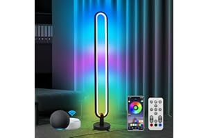 ERAY Lampada da Terra LED, 18W RGB Piantana Lampada da Terra Dimmerabile con APP intelligente e Telecomando, Lampada da Pavimento 16 Milioni di Colori Musica Sync per Soggiorno, Camera da Letto