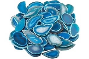 mookaitedecor 12 Stück Natürliche Geode Achat Scheiben, unregelmäßige poliert Achat Edelsteine Namen Karten für Hochzeit