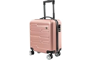 SA Products Rose Gold Cabin Suitcase 45x36x20cm - Lightweight Hardshell Carry On Luggage with 4 Spinner Wheels, Telescopic Handle - Cabin Bag with Divider Pocket, Travel Case with Spacious Interior