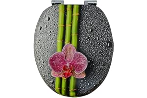 Yelcona WC Sitz mit Absenkautomatik mit Motiv, Klobrille mit hohem Sitzkomfort, WC Deckel mit robustem und stabilem Holzkern, hochwertiger Toilettendeckel aus Holz