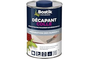 Bostik – Décapant Colle – Enlève Tout Résidus de Colles – Dissout Anciennes Traces de Colles et Peinture – Idéal pour Sols PVC et Moquette – Préparation du Support – Bidon 1 L
