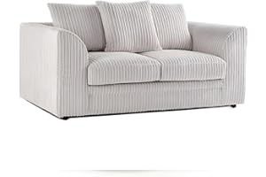 SOFASELECTIONUK LTD Sofa Selection’s Jumbo Cord Scatter Back 2-Seater Sofa | Luxurious Scatter Back 2-Seater Sofa in Cream Soft Cord Fabric Elevate Your Space with a Compact yet Comfortable Seating (Cream, 2 Seater)