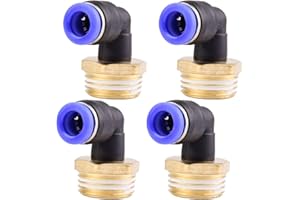 ANGEEK 4 pezzi 8 mm 1/2” PT Raccordi pneumatici a gomito 90° con filettatura maschio Raccordi pneumatici a sgancio rapido per tubi flessibili push-in Connessione aria compressa push-in