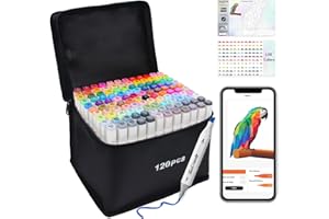 AEDAGA 120 Colours Alcohol Markers with Free APP for Colouring, Alcohol Pens for Anime,Manga,Drawing,Sketching and Calligraphy, Art Supplies for Adults and Kids