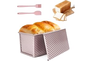 PRZRAO 21 x 12 x 11, 5 CM Stampo per Pane in Cassetta 450 g Stampo per Pane Tostato Oro Rosa per Antiaderente Ideale per Cuocere al Forno Cucinare Grigliare
