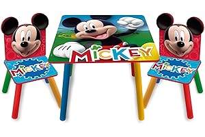 ARDITEX Disney Nixy Kids Mickey Mouse Holztisch und 2 Stühle, Set