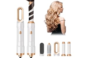 OSKUGLIN Cepillo secador de pelo Air Styler, moldeador Desmontable multifuncional con Iones Negativos Secador, Rizador y Cepillo Térmico para Cabello Seco, Liso y Rizado (Blanco)