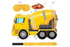 AORIHER Bau Muldenkipper Pinata Bau Pinata mit Augenbinde und Stock Bau Partyzubehör Traktoren Bagger Pinata für Jungen Kinder Bauwagen Geburtstag Deko (Betonmischer LKW)
