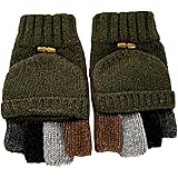 ZUMUii Butterme Uomini maglia di lana Cabrio Guanti senza dita Guanti Pugno guanto da guida con piega tasca posteriore (Army 