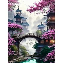 Kit Canevas Xinpinzhou Canevas Kit Complet Adulte Debutant Compté Pré Imprimé Estampillé Moderne Débutant Avec Fils, Facile Ruisseau Paysage 11ct Cross Stitch Loisirs Créatifs Set Broderie Point De Croix