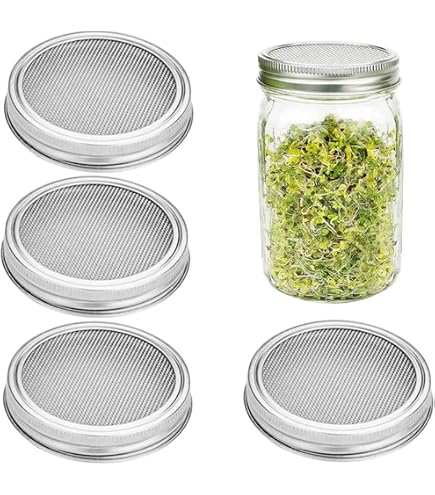 Coperchi Per Germogli In Acciaio Inox 316 - Set Da 4 Per Barattoli A Bocca Larga, Diametro 86mm