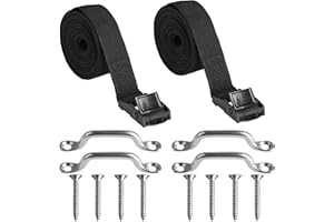 HexinYigjly2Pcs Heavy Duty Ratchet Tie-Downs,25mm x 3m Adjustable Lashing Belts with Cam Buckle - Black Multi-Purpose Securing Belts for Bike Racks,Batteries,Vans, Motorcycles,Trailers,Cargo & Luggage