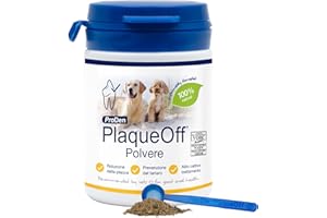 ProDen PlaqueOff Powder 60g – Detergente dentale 100% naturale per cani e gatti, rimuove placca, tartaro e alito cattivo