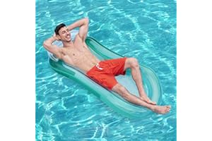 EGEKTBH Water Floating Hammock, Multi-Purpose Comfortable Pool Inflatable Bed with Headrest, Swimming Pool Floating Hammock Water Sofa Lounge Chair Drifter for Pool, Lake, Outdoor, Beach