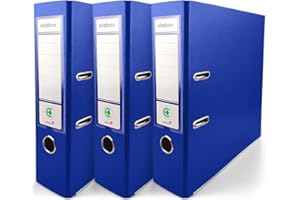 Netuno 3x Ekobox Archivador Azul 2 anillas 8cm lomo estrecho tamaño A4 organizador de cartón sólido para oficina estanterías carpetas y escritorio de despacho
