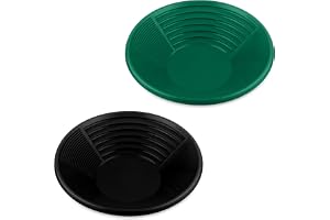 Relaxdays Set med 2 guldsilar, metalldetektorkit för metallsökning, flodbatea, guldpanna, 8 x 38 cm, plast, svart