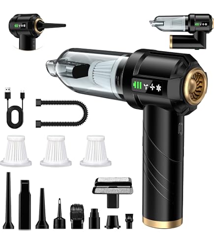Grixz Aspirateur à Main Sans Fil 15 000 Pa – Ultra Puissant, Léger Et Portable – Air Duster Rechargeable Pour Voiture, Maison, Bureau & Cuisine