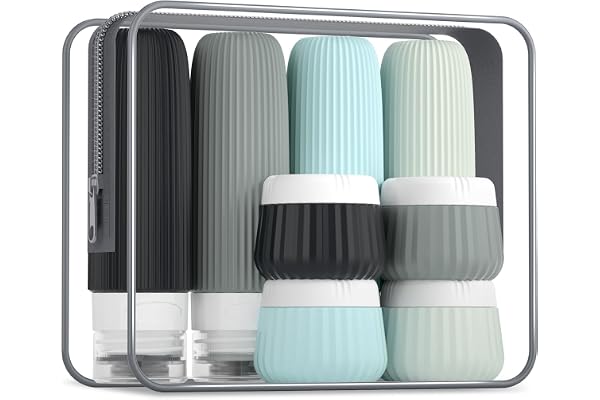 Gemice Bouteilles de voyage pour articles de toilette 8 pack, Tsa Approved Travel Size Toiletries 90ml, Travel Containers for Toiletries, with Clear Bag