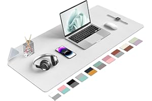 ‎AOTHIA Aothia Schreibtischunterlage-Große Mauspad-Schreibtischmatte,Büro Schreibtisch Pad, Schreibblock, Doppelseitige Verwendung PU Leder Wasserdicht(91x43cm,Weiß)