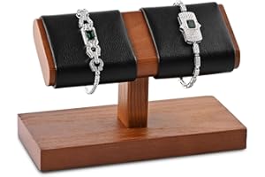 Papten Présentoir pour montres en bois, Rangement pour montres Porte-bijoux Présentoir pour 2 montres (Noir)