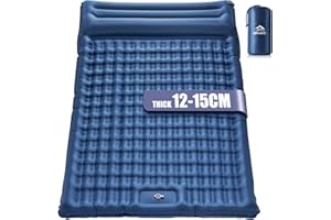 wulwun Colchoneta Autoinflable Camping Double, Colchón Inflable de 12-15CM de Espesor, Colchoneta para 2 Personas con Bomba Integrada Ultra Ligero para Mochila, Senderismo, Viajes Tienda (Azul)