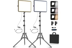 Videoljusset, 2-pack 25 x 20 cm, 15 W, LED-studiofotolampa, dimbar, 2 800–6 500 K kameraljus för video/strömning av selfies/p