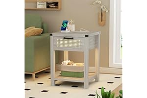 Lvifur Tavolino con luce a LED a tre colori, divano con ricarica USB, tavolino da salotto con cassetti, comodino per soggiorno