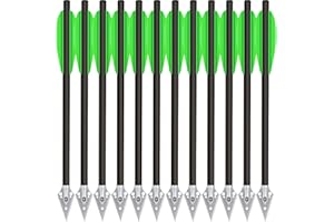 HUNTSPM 6,3" Bulloni per Balestra a Pistola in Carbonio Mini Frecce per Balestra con Punte da Caccia per 50-80lbs Pistola Balestra di Precisione Bersaglio Esercitarsi Frecce da Caccia