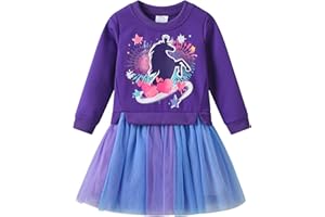 VIKITA Vestito Manica Lunga Cotone Bambina 1-8 Anni