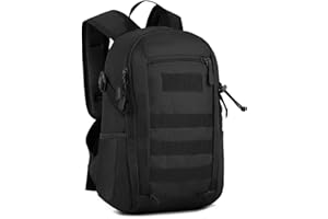 Explokit Small Tactical Backpack 10L 20L 30L Military Rucksack Water Repellent Molle Student School Daypack for Trekking Travelling Hiking Camping (#10L-Black)