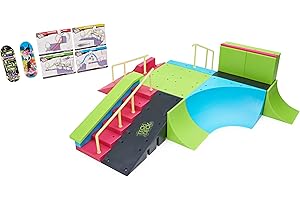 Tech Deck, Neon Mega Park X-Connect Creator, Glow-In-The-Dark Customisable Ramp Set with Two Fingerboards, Kids’ Toy for Boys and Girls Ages 6 and up